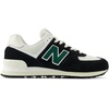 New Balance Kids 574 New-b V2 Familiar Ground Hook and Loop Sneaker(Black/White/Marsh Green)