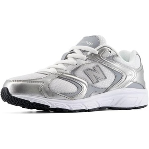 New Balance Kid’s 408 Lace Sneaker (Big Kid)(Silver Metallic/Slate Grey)