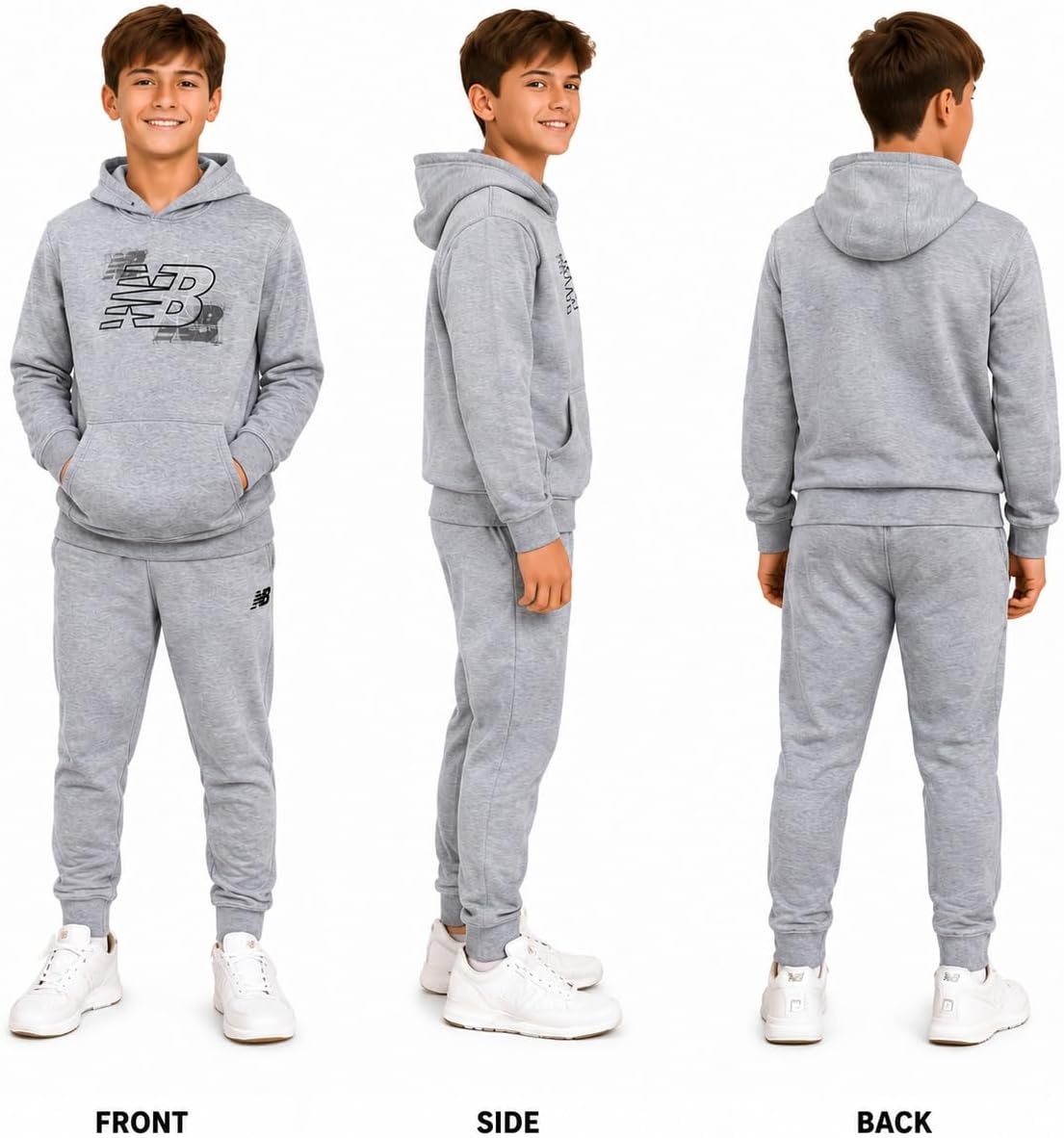 image:imageNew Balance Boys 2 Piece Fleece Pullover Hoodie amp Jogger Sweatpants 816Athlectic Grey