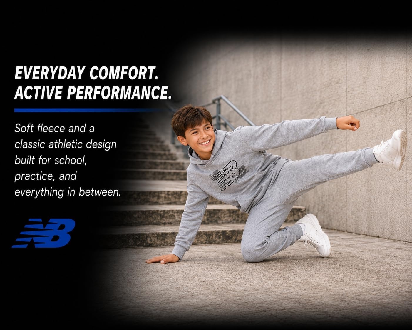 image:imageNew Balance Boys 2 Piece Fleece Pullover Hoodie amp Jogger Sweatpants 816Athlectic Grey