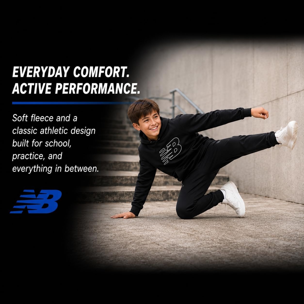 image:imageNew Balance Boys 2 Piece Fleece Pullover Hoodie amp Jogger Sweatpants 816Black