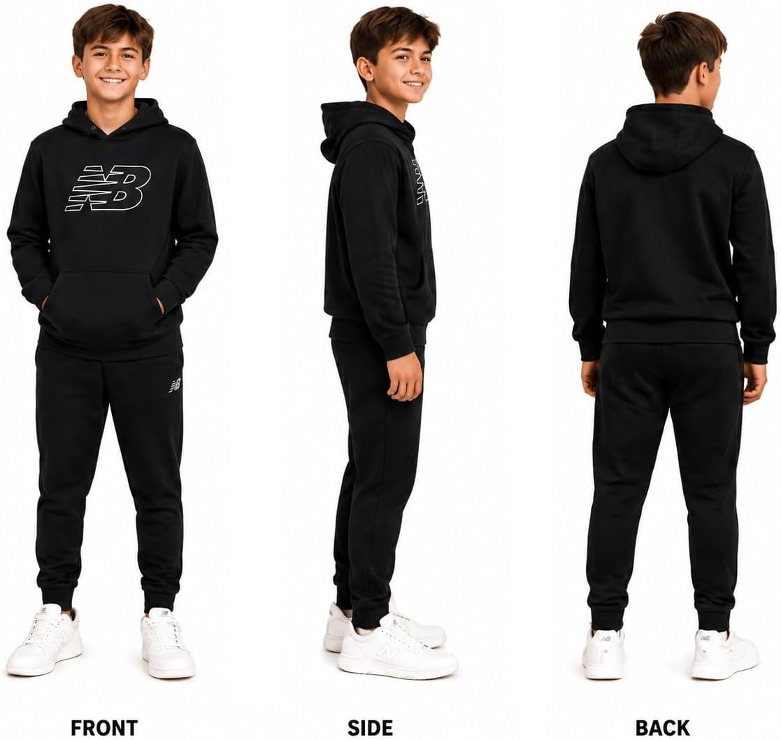 image:imageNew Balance Boys 2 Piece Fleece Pullover Hoodie amp Jogger Sweatpants 816Black