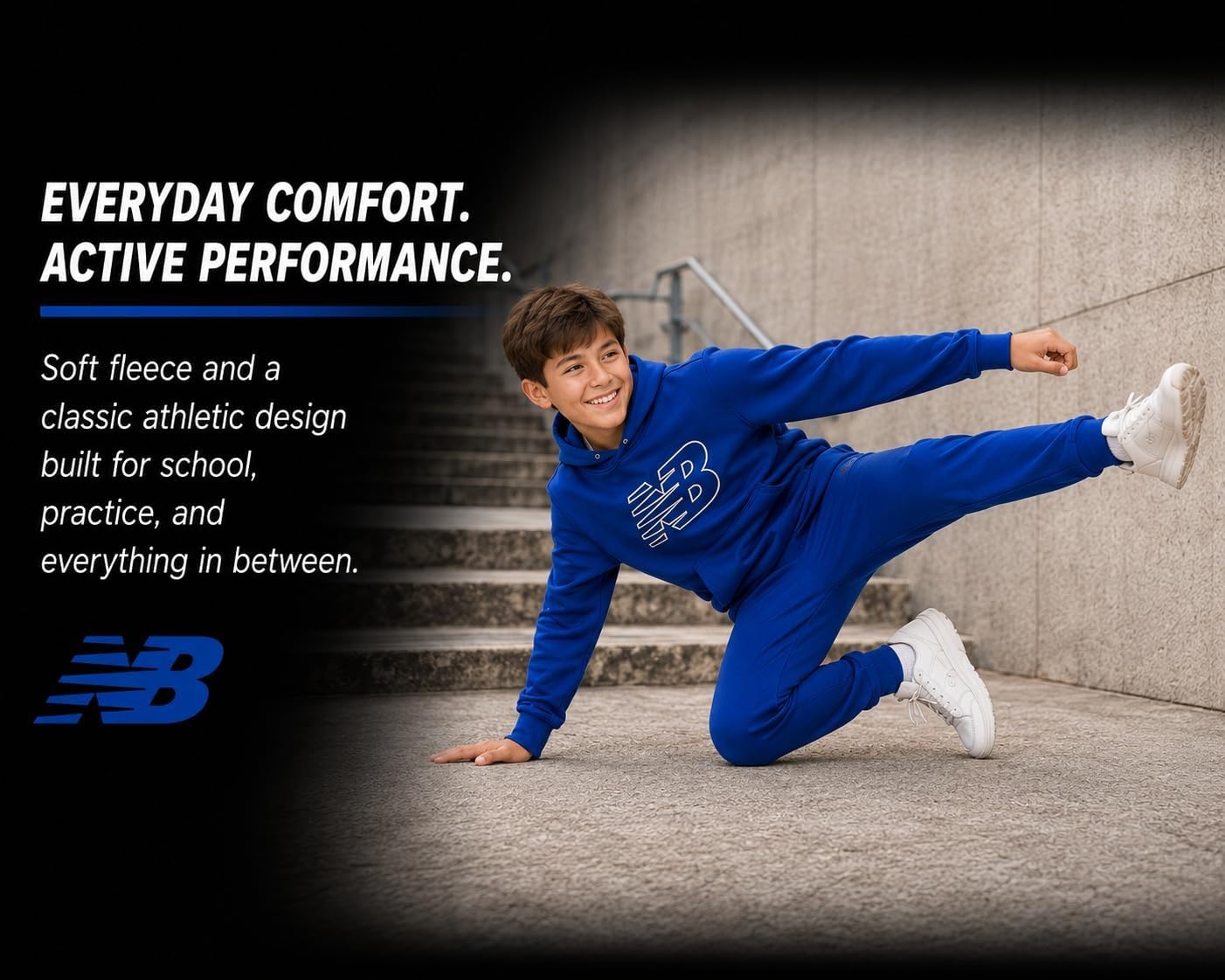 image:imageNew Balance Boys 2 Piece Fleece Pullover Hoodie amp Jogger Sweatpants 816Galaxy Blue
