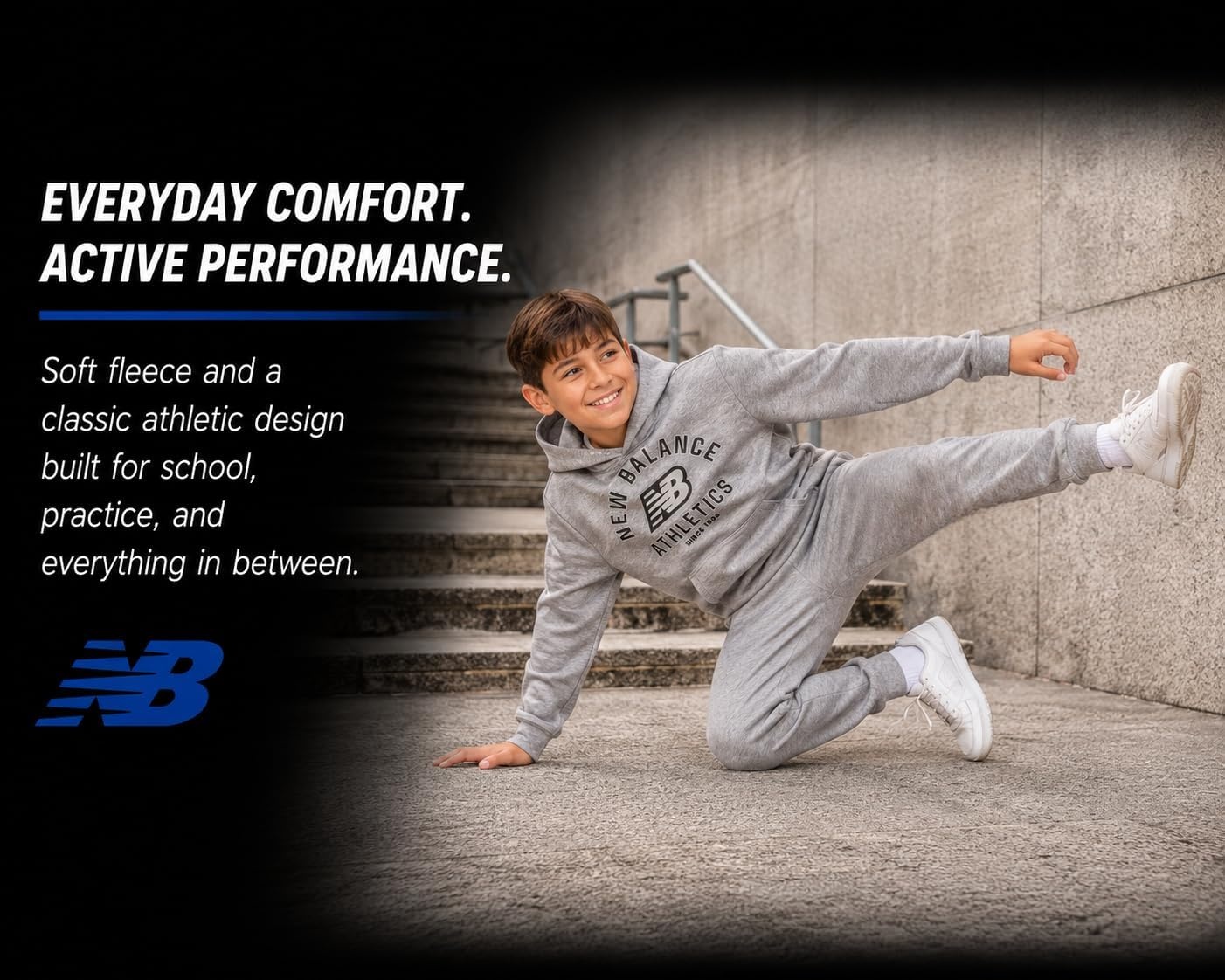 image:imageNew Balance Boys 2 Piece Fleece Pullover Hoodie amp Jogger Sweatpants 816Grey
