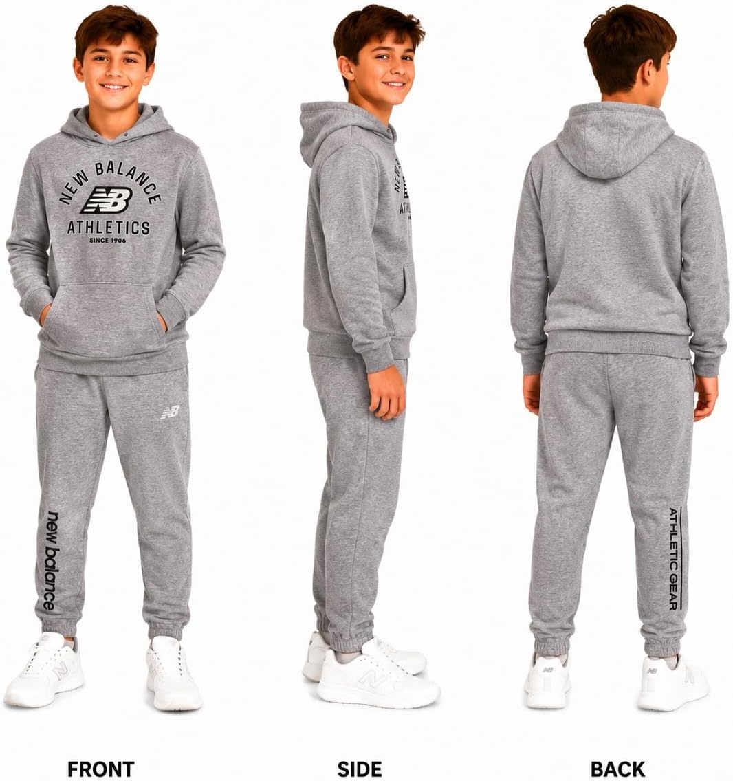 image:imageNew Balance Boys 2 Piece Fleece Pullover Hoodie amp Jogger Sweatpants 816Grey