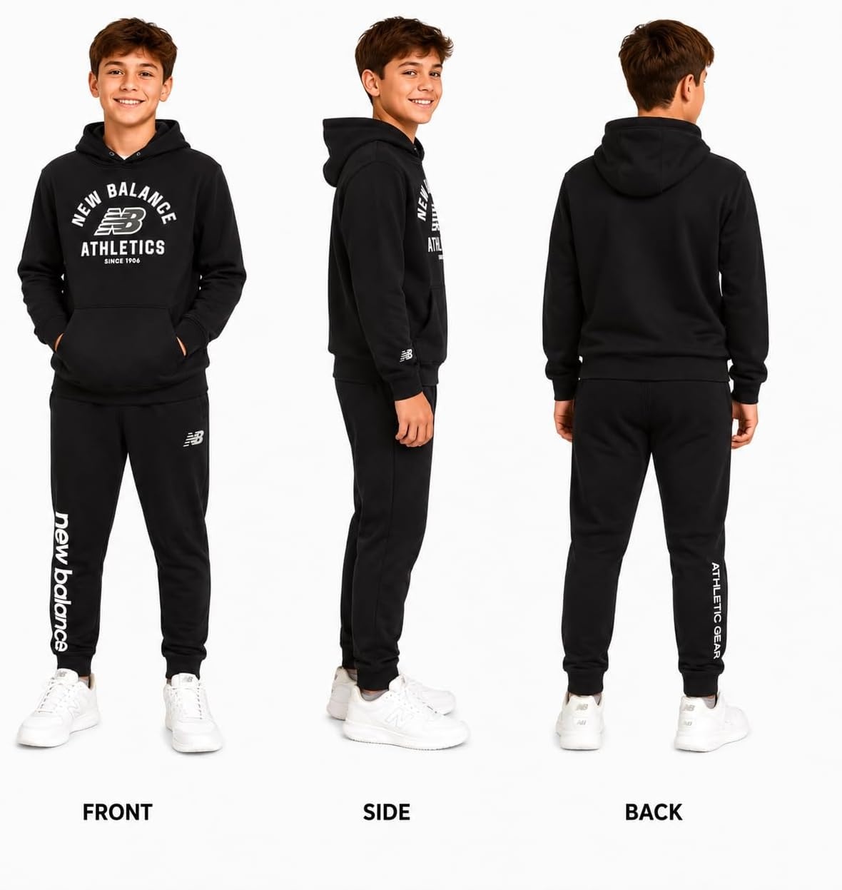 image:imageNew Balance Boys 2 Piece Fleece Pullover Hoodie amp Jogger Sweatpants 816New Black