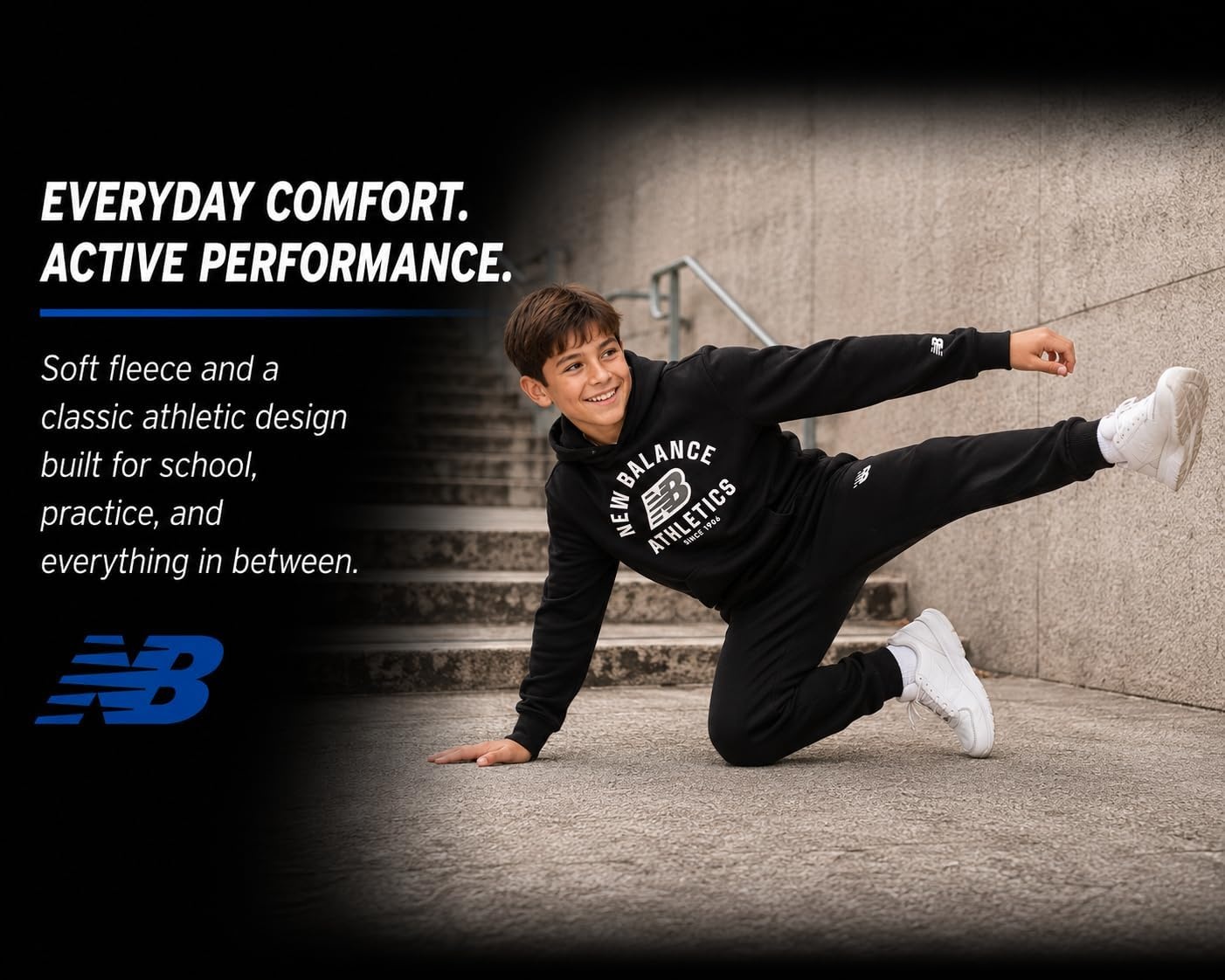image:imageNew Balance Boys 2 Piece Fleece Pullover Hoodie amp Jogger Sweatpants 816New Black
