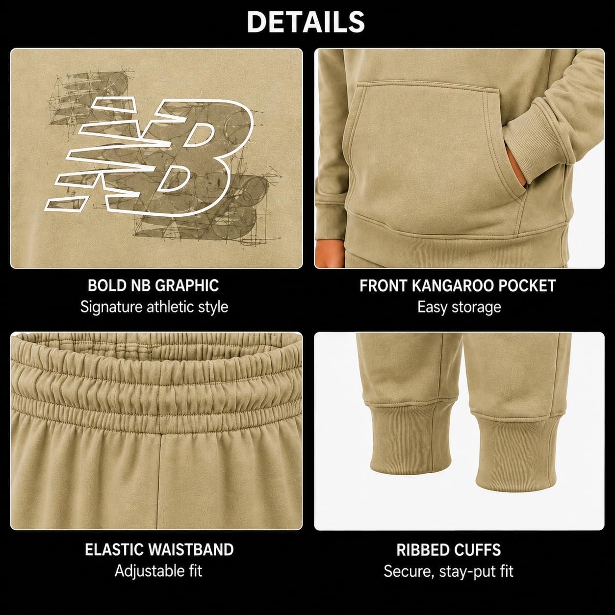 image:imageNew Balance Boys 2 Piece Fleece Pullover Hoodie amp Jogger Sweatpants 816New Green