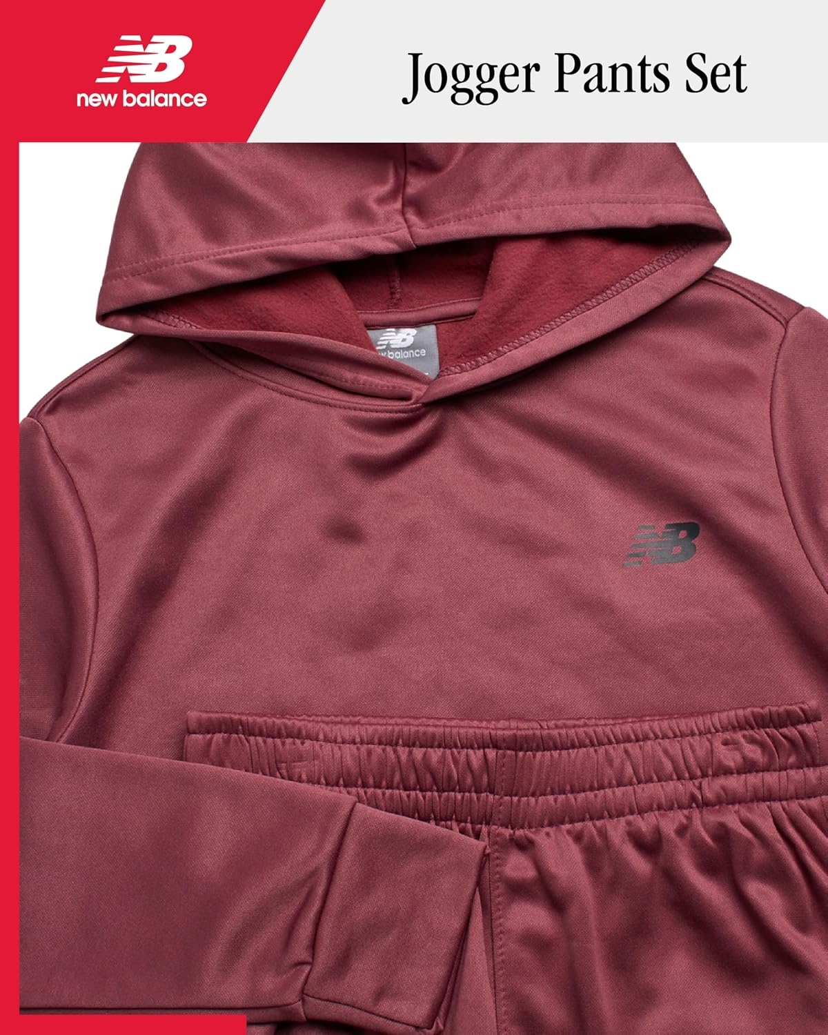 image:imageNew Balance Boys 2 Piece Tech Fleece Hoodie amp Jogger Sweatpants 2T16Washed Burgundy