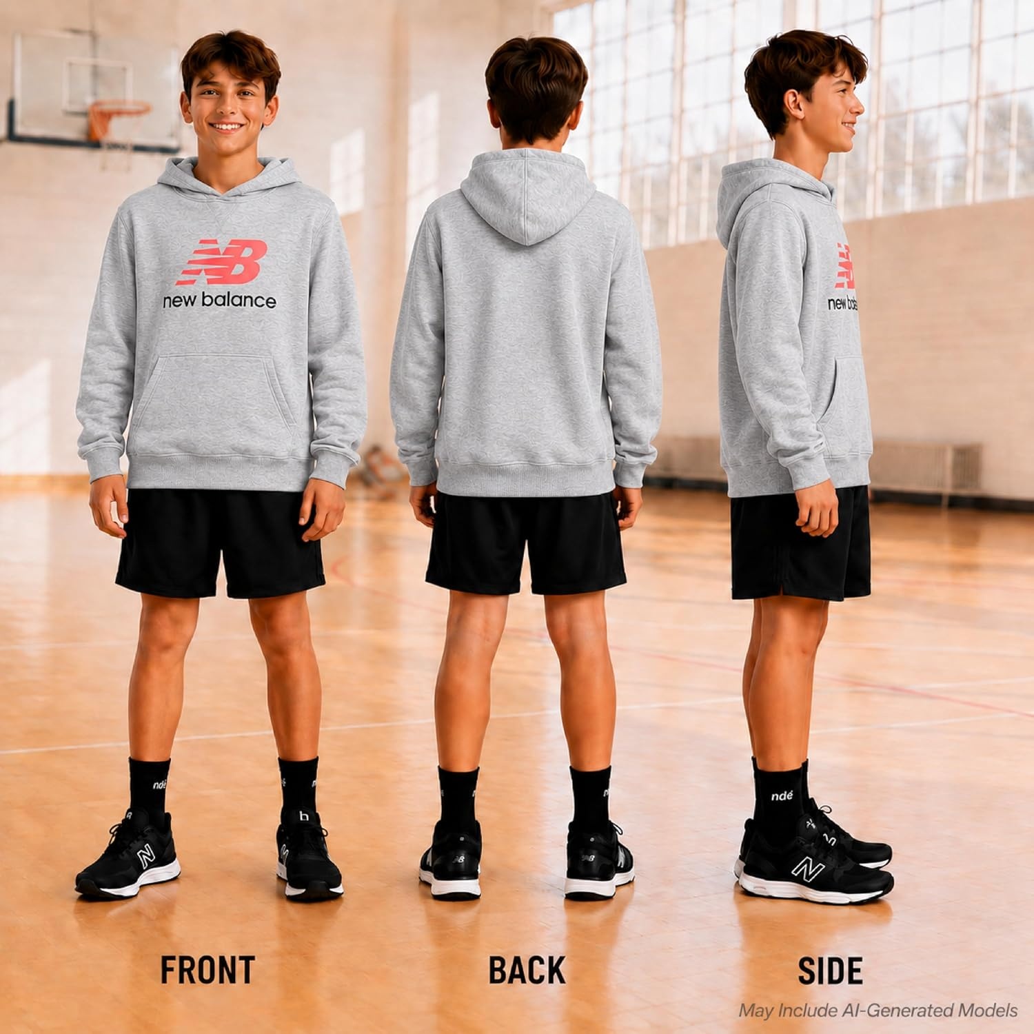image:imageNew Balance Boys Lightweight Double Fleece Lined Pullover Hoodie 820Athlectic Grey
