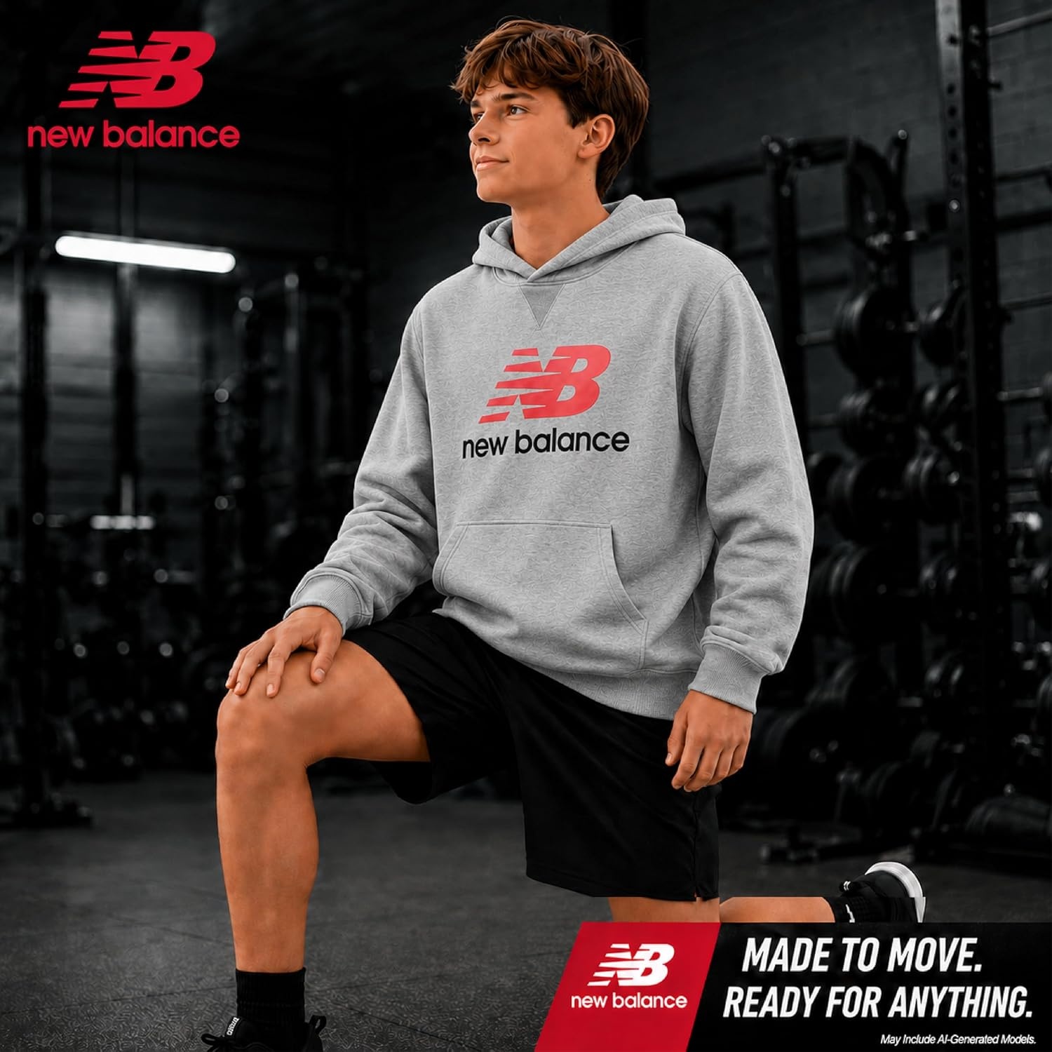 image:imageNew Balance Boys Lightweight Double Fleece Lined Pullover Hoodie 820Athlectic Grey