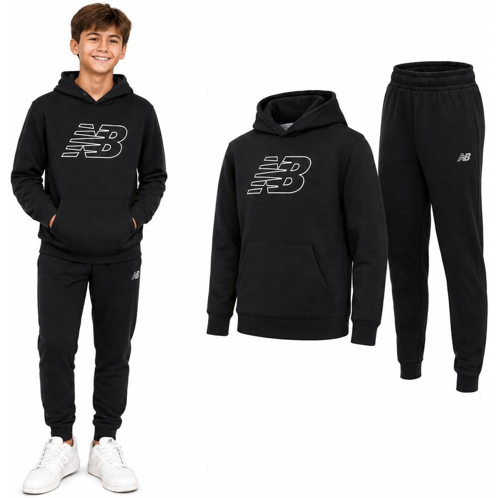 image:imageNew Balance Boys 2 Piece Fleece Pullover Hoodie amp Jogger Sweatpants 816Black
