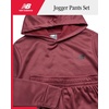 New Balance Boys 2 Piece Tech Fleece Hoodie & Jogger Sweatpants 2T-16(Washed Burgundy)