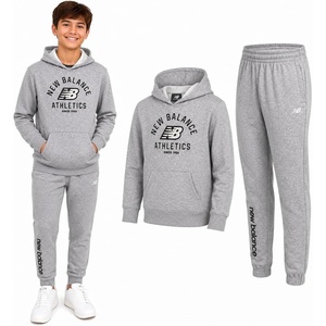 New Balance Boys 2 Piece Fleece Pullover Hoodie & Jogger Sweatpants 8-16(Grey)