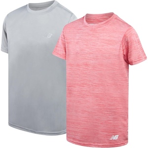New Balance Boys Athletic Shirts, 2 Pack Lightweight Short Sleeve Tees(Red Space Raincloud)