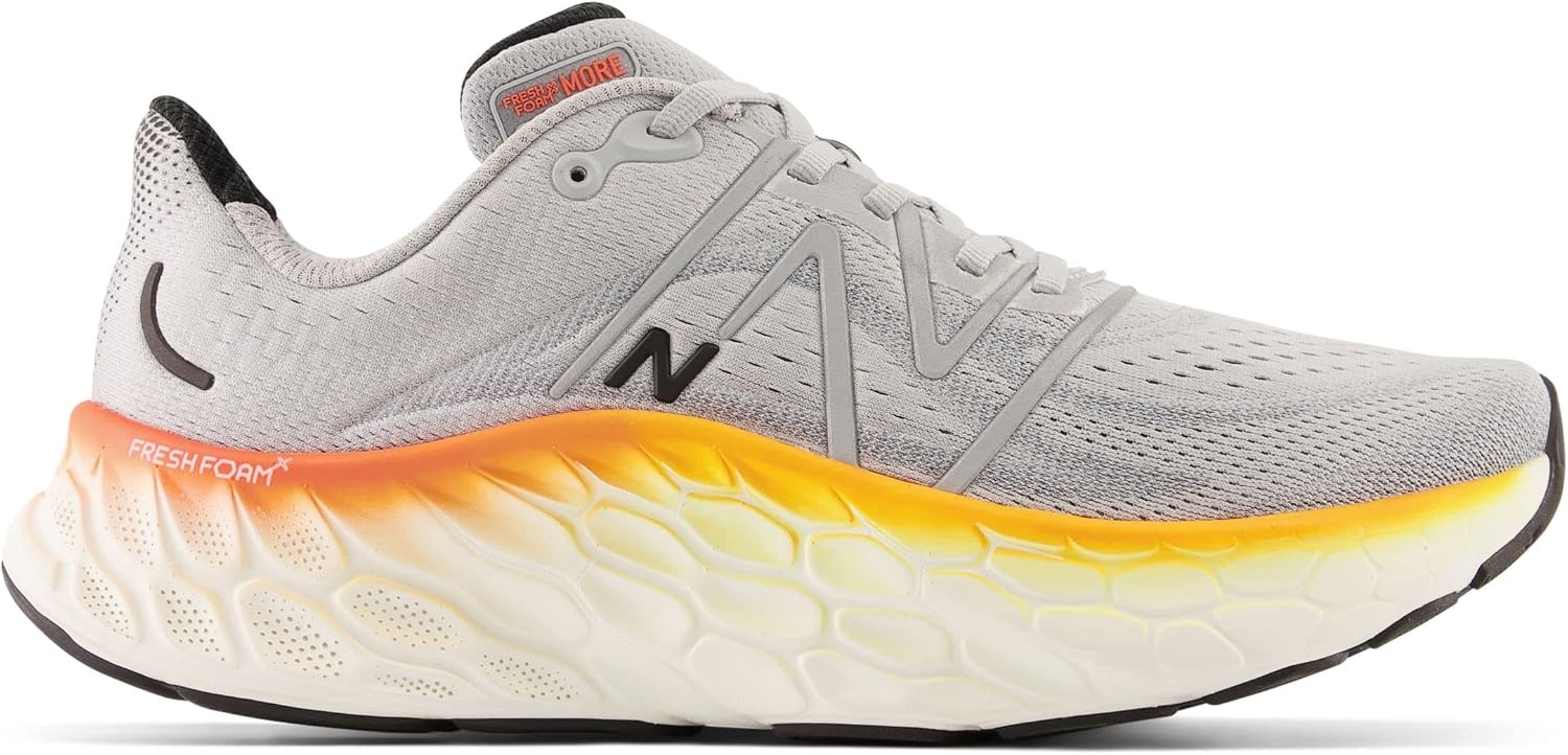 image:imageNew Balance mens Fresh Foam X More V4Aluminum GreyNeon DragonflyHot Marigold