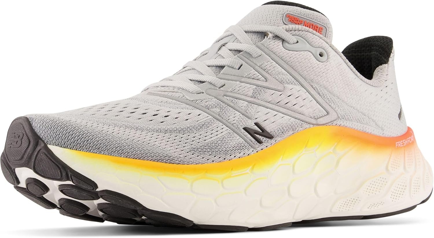 image:imageNew Balance mens Fresh Foam X More V4Aluminum GreyNeon DragonflyHot Marigold