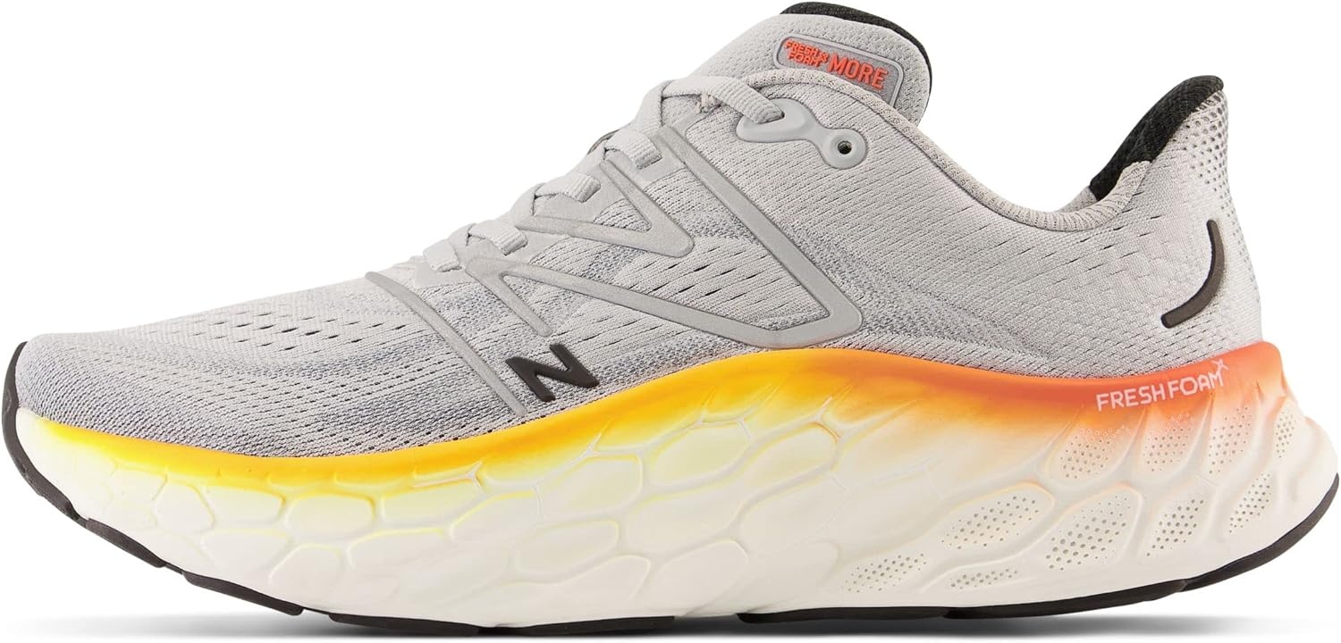 image:imageNew Balance mens Fresh Foam X More V4Aluminum GreyNeon DragonflyHot Marigold