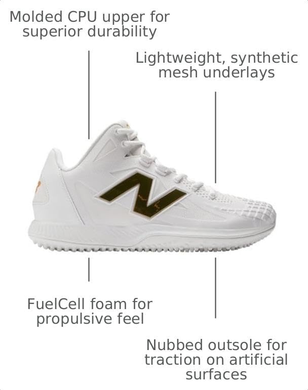 image:imageNew Balance Mens Ohtani 1 Baseball Turf Shoes WhiteGold Medium 12