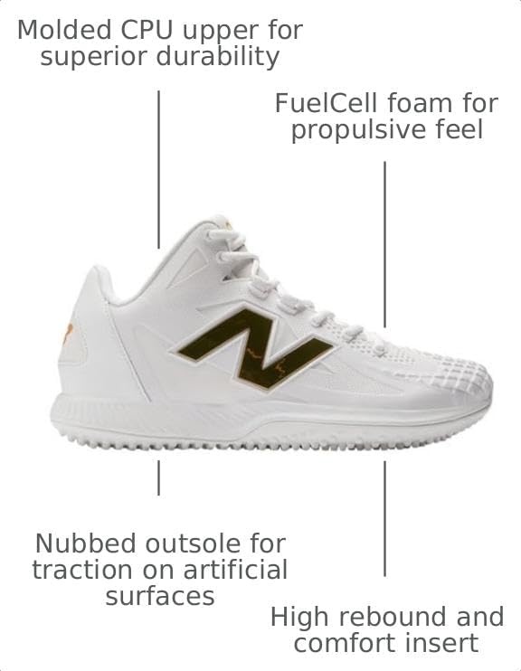 image:imageNew Balance Mens Ohtani 1 Baseball Turf Shoes WhiteGold Medium 95