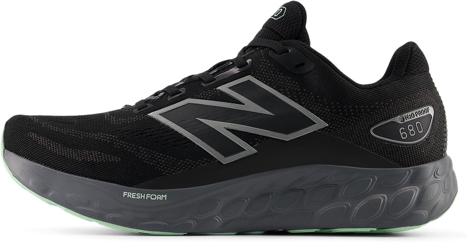 image:imageNew Balance Womens Fresh Foam 680 V8 Waterproof Running ShoeBlackCastlerockLab Green