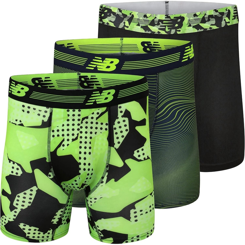 image:imageNew Balance Mens Ultra Soft Performance Boxer BriefBlackHilite ShockwaveEnergy Lime Pixel