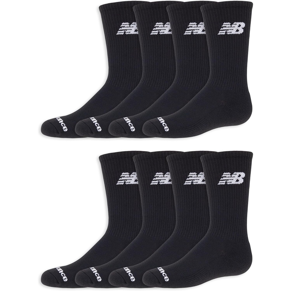 image:imageNew Balance Kids Essential Cushioned Crew Socks 8 PairsBlack