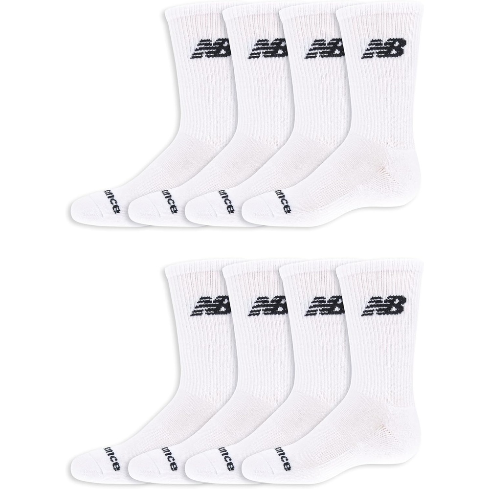 image:imageNew Balance Kids Essential Cushioned Crew Socks 8 PairsWhite
