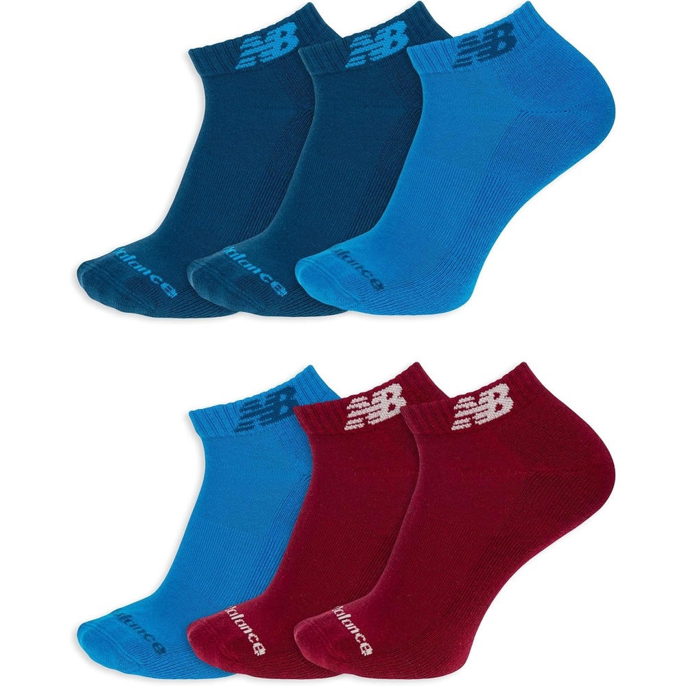 image:imageNew Balance Unisex Adult Everyday Cushioned Low Cut Socks 6 PairsBlue Assorted