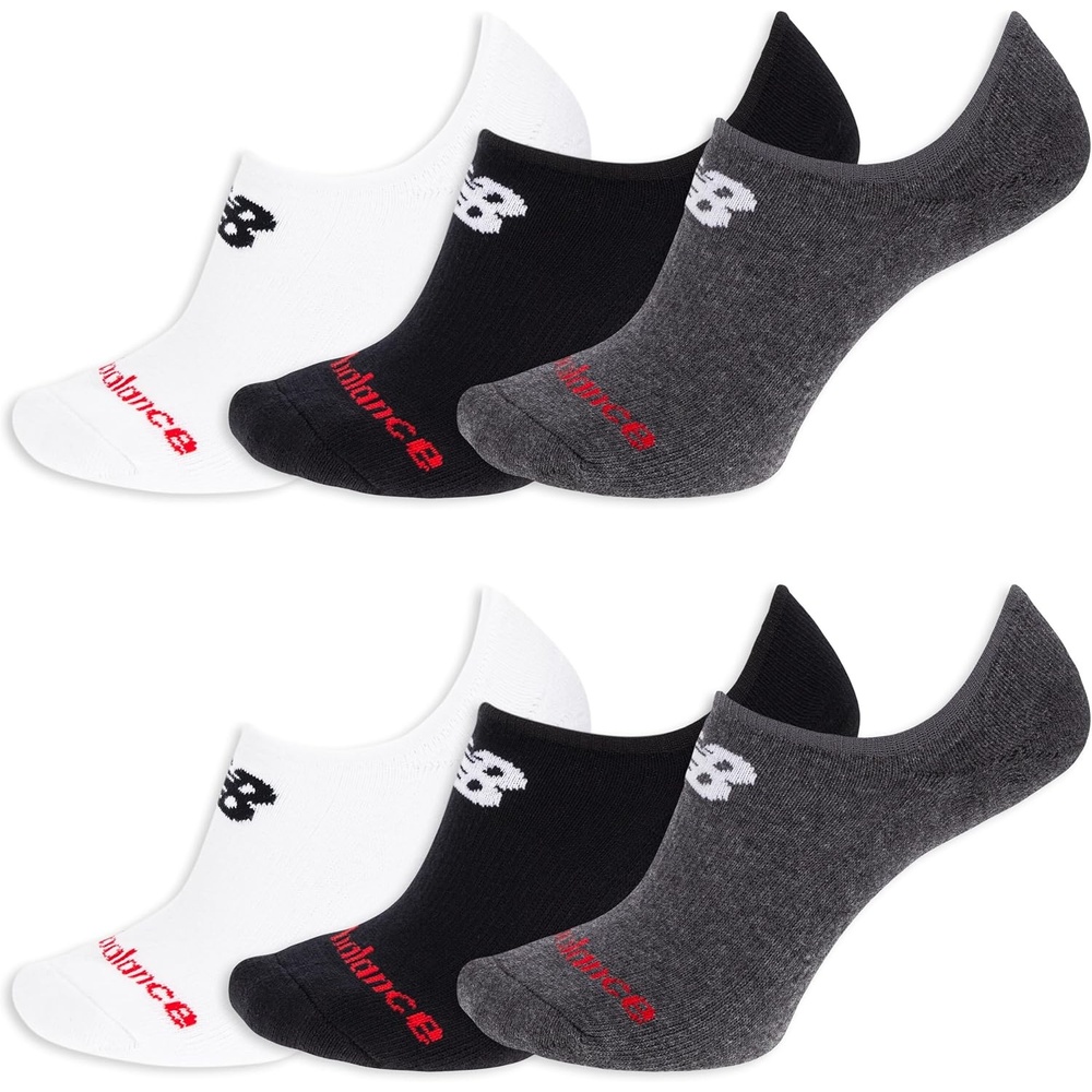 image:imageNew Balance Unisex Adult Everyday Cushioned No Show Socks 6 PairsBlack Assorted