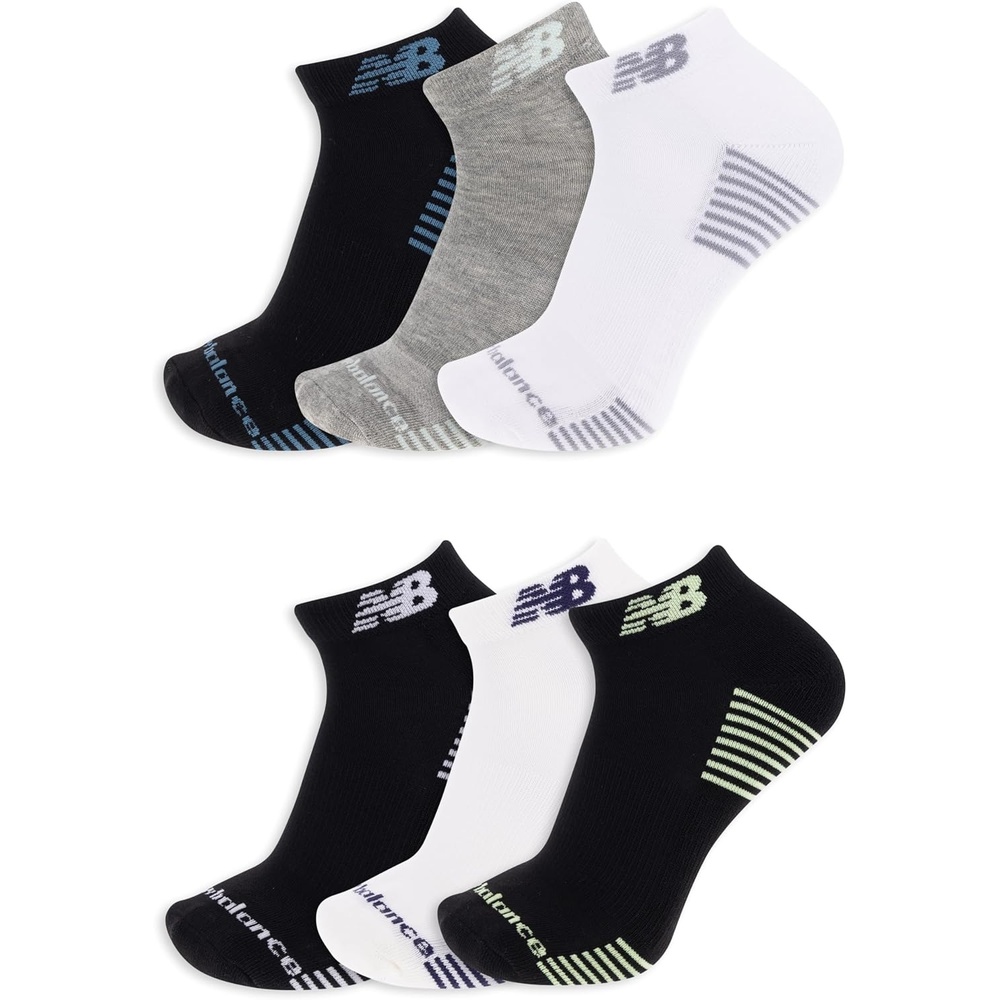 image:imageNew Balance Unisex Adult Performance Cushioned Low Cut Socks 612 PairsGray Assorted 6 Pairs