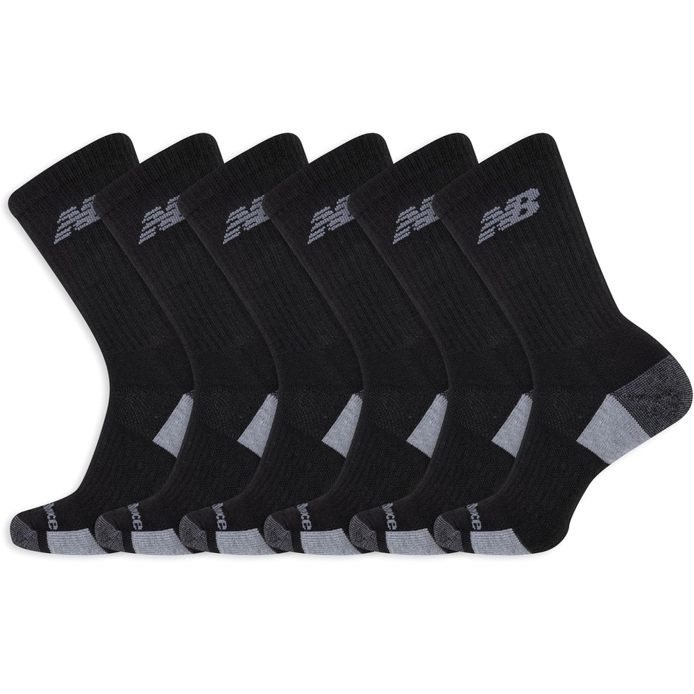 image:imageNew Balance Unisex Adult Performance Recycled Crew Socks 6 PairsBlack