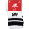 New Balance Kids’ Organic Cotton Mid-crew Socks, 3 Pairs(White Stripe)