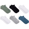 New Balance Unisex Adult Performance Flat Knit No Show Socks, 6 Pairs(Blue Assorted)