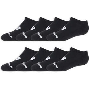 New Balance Kids’ Essential Cushioned No Show Socks, 8 Pairs(Black)