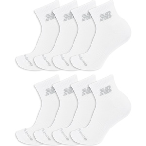 New Balance Kids’ Performance Cushioned Ankle Socks, 8 Pairs(White)