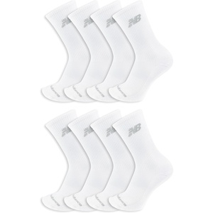 New Balance Kids’ Performance Cushioned Crew Socks, 8 Pairs(White)