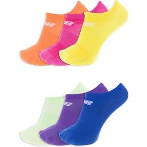 New Balance Unisex Adult Performance Flat Knit No Show Socks, 6 Pairs(Bright Assorted)