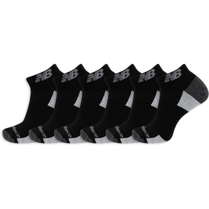 New Balance Unisex Adult Performance Recycled Low Cut Socks, 6 Pairs(Black)