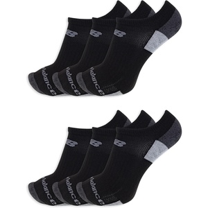 New Balance Unisex Adult Performance Recycled No Show Socks, 6 Pairs(Black)